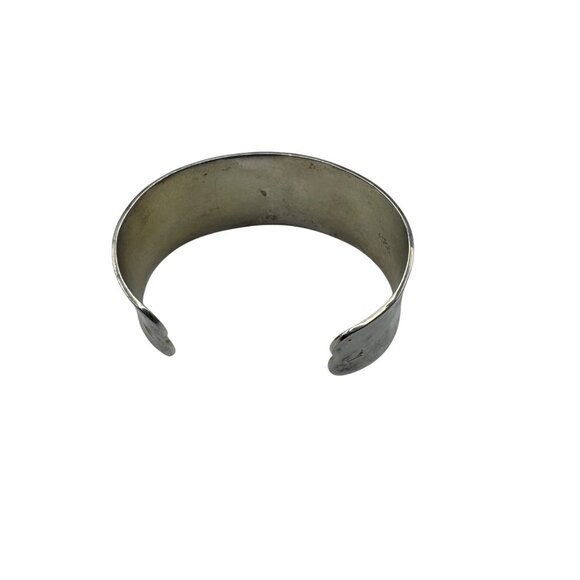 Handcrafted Sterling Silver Cuff Bracelet Heart Design Adjustable Pre-Owned - Picture 3 of 8